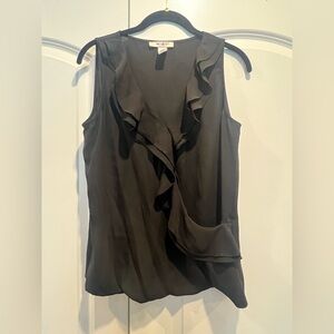 White House Black Market Charcoal Ruffle Blouse